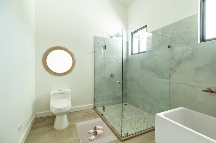 modern bathroom of Casa Blanca home luxury home for sale samara costa rica