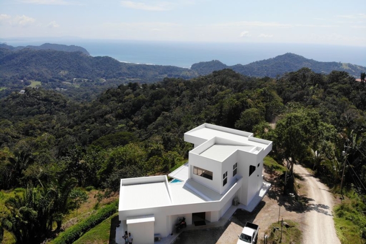 vertical drone view of Casa Ying Yang high-end home for sale samara costa rica