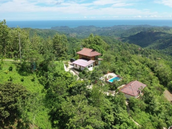 another drone view of Moutain Lodge vista Mar hotel for sale samara costa rica