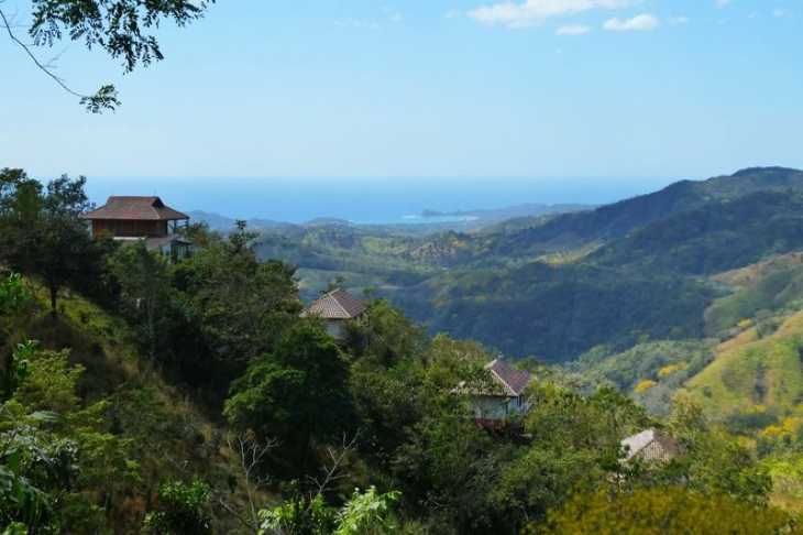 drone view showing the bungalows of Moutain Lodge vista Mar hotel for sale samara costa rica