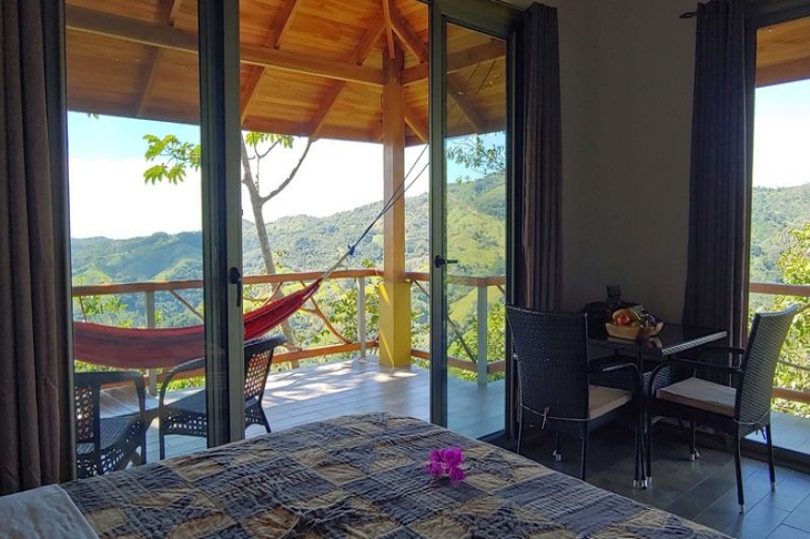 balcony of master bedroom in Moutain Lodge vista Mar hotel for sale samara costa rica