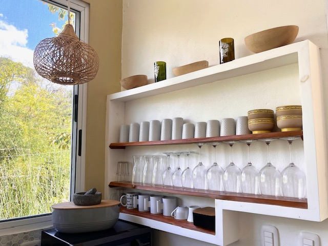 kitchen shelves in Casa Dragonfly home for sale samara costa rica