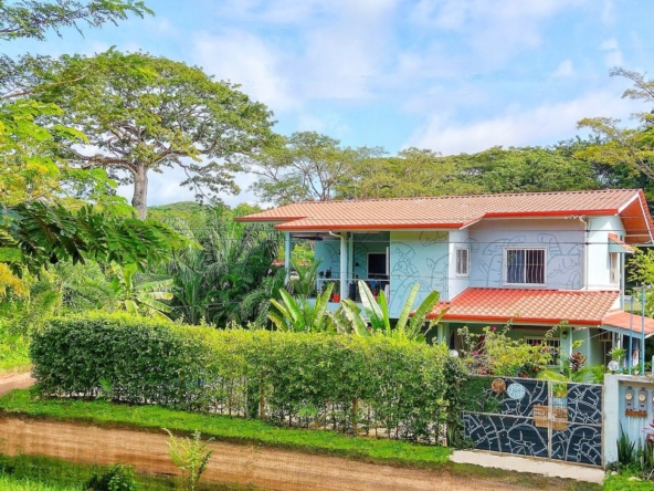 Street view of Casa ceiba, hotel and rental income property for sale at Samara Beach, Guanacaste, Costa Rica
