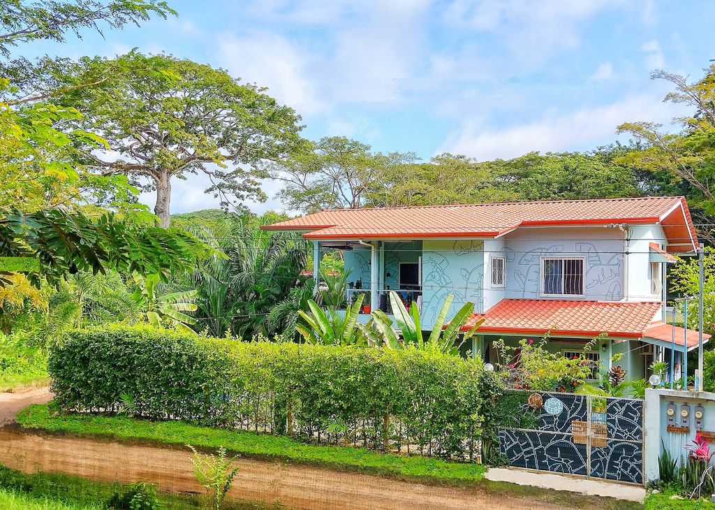 Street view of Casa ceiba, hotel and rental income property for sale at Samara Beach, Guanacaste, Costa Rica