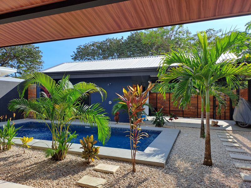 tropical garden with pool at Casa Nueva house for sale Samara Guanacaste Costa rica