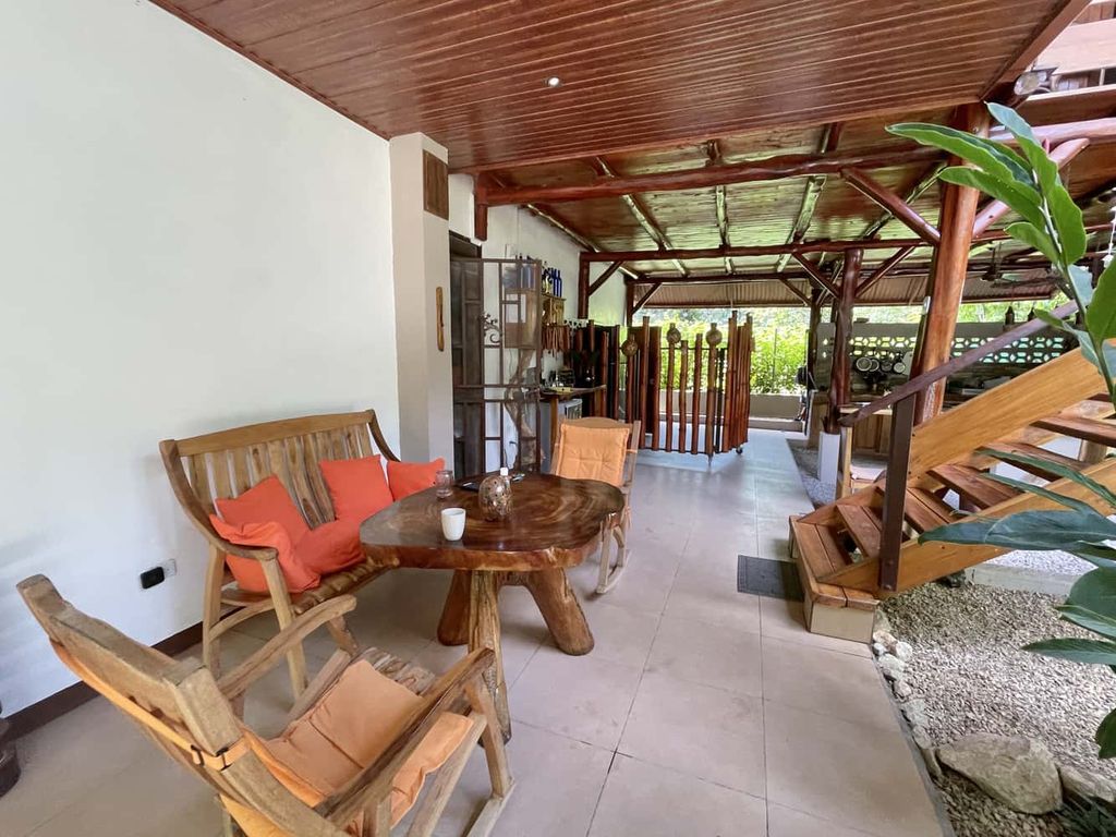 Outdoor terrace of Relax Lodge hotel and rental income property, for sale atSamara Beach, Guanacaste, Costa Rica