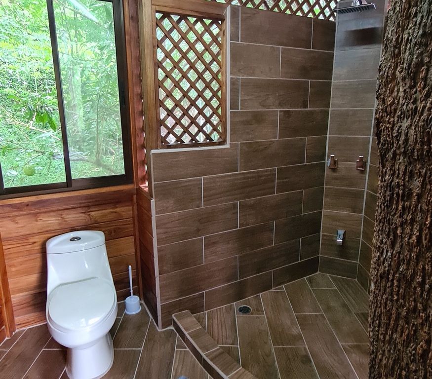 Modern bathroom from a bungalow at Wild Life Lodge, rental income property, Hotels and businesses for Sale at Samara Beach, Costa Rica