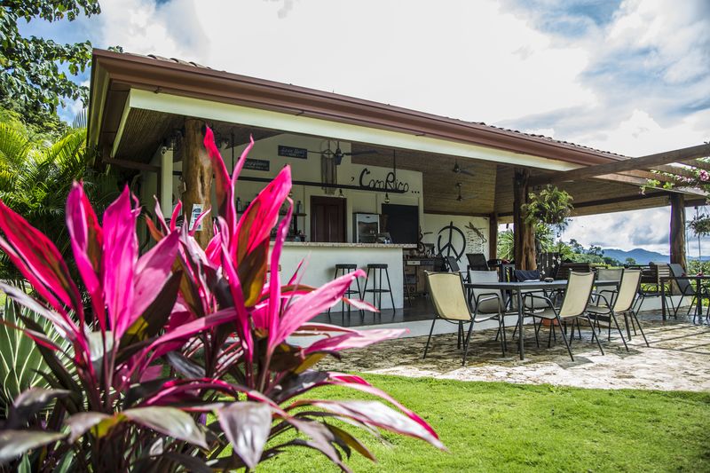 Tropical bar at the Peaceful Retreat Hotel for sale at Carillo Beach Costa Rica