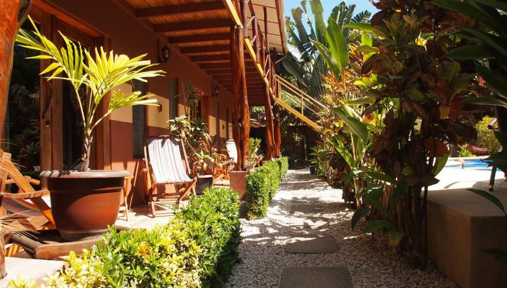 Garden view of Hotel Las Palmas, business for sale at Samara Beach, Costa Rica