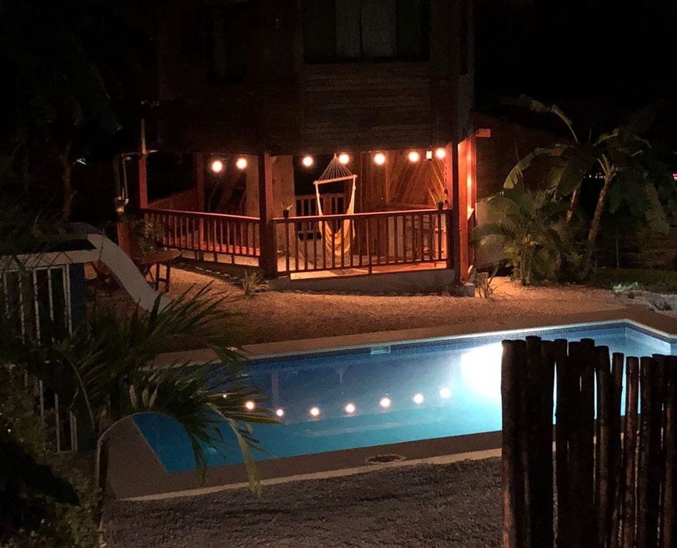 Night lighting at Wild Life Lodge, rental income property, Hotels and businesses for Sale at Samara Beach, Costa Rica