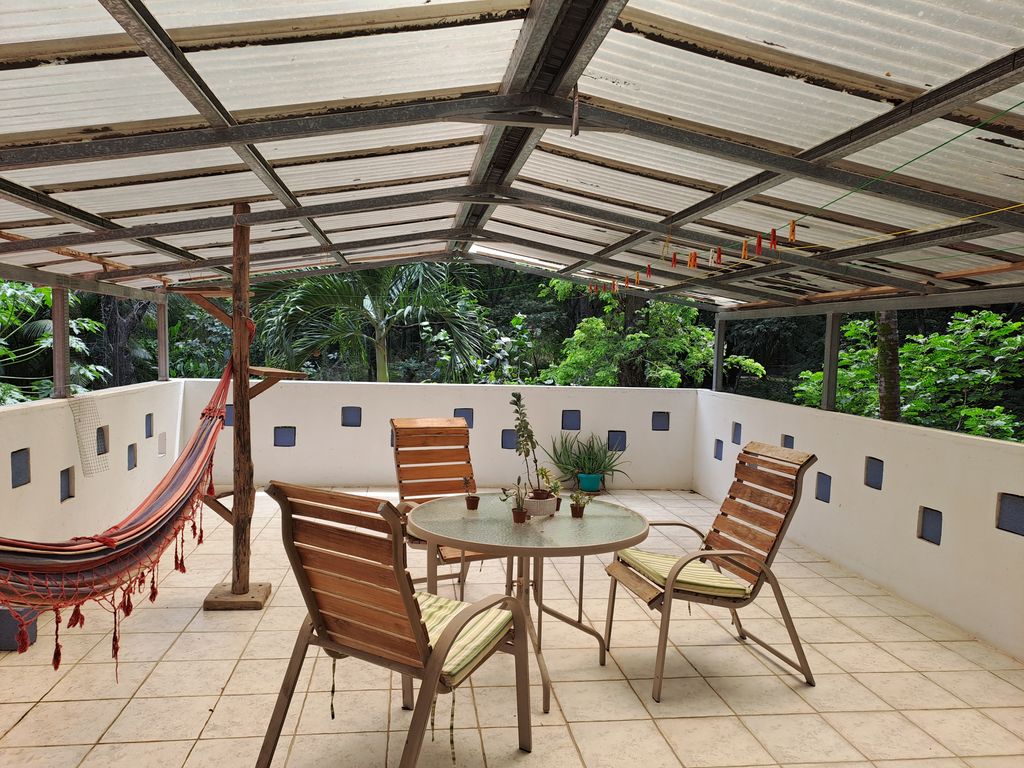 Covered outdoor terrace of Casa Las Maracas, home for sale at Esterones close to Samara Beach, Guanacaste, Costa Rica