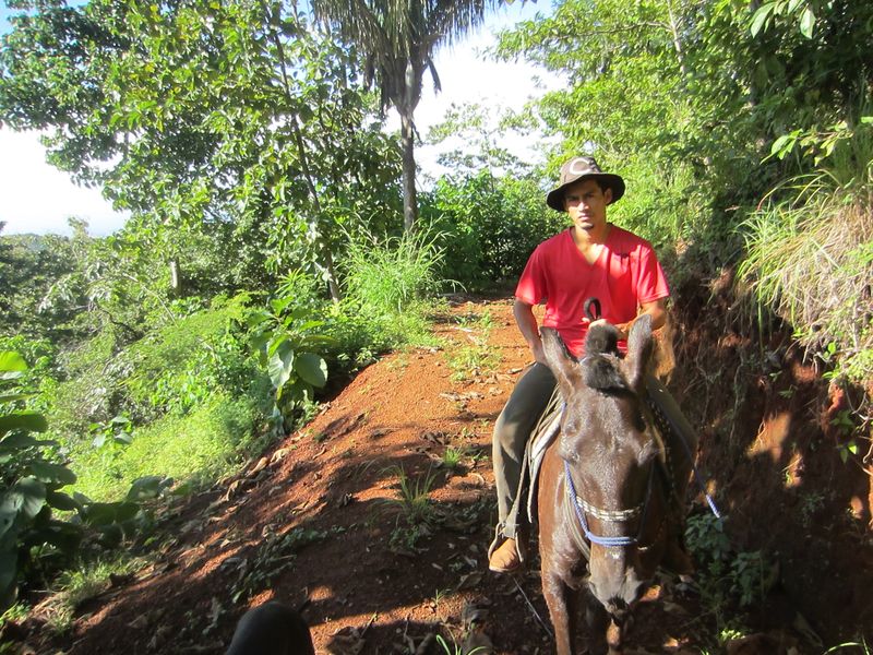 Man on a horse at Lotes Pura Natura, land for sale at Naranjal, Samara, Guanacaste, Costa Rica