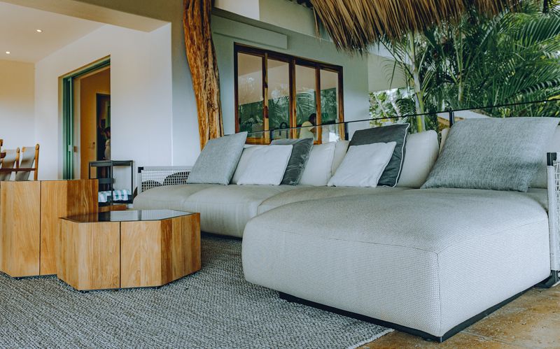 mordern sofa comfort of Casamigos, luxury home for sale Punta Islita Samara Costa Rica