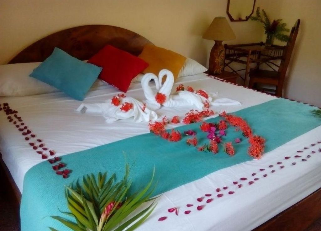 Amazing bed decoration at Samara Central Hotel, business for sale at Samara Beach, Guanacaste, Costa Rica
