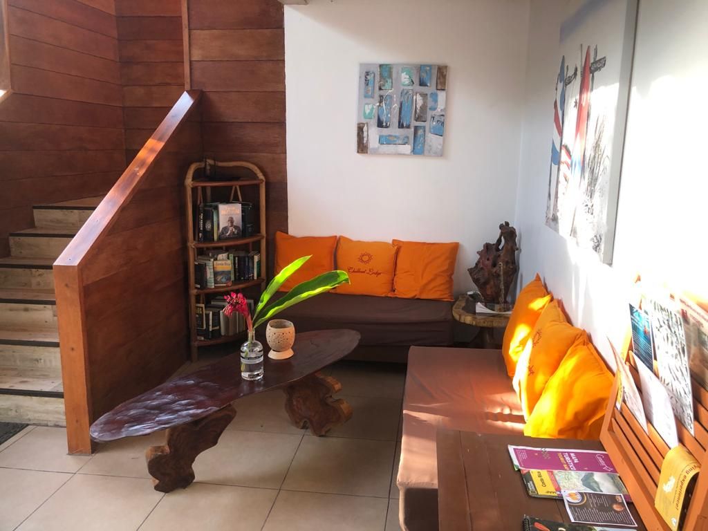 Waiting room of Relax Lodge hotel and rental income property, for sale atSamara Beach, Guanacaste, Costa Rica