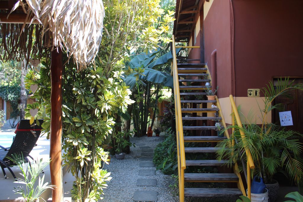 Staircase of Hotel Las Palmas, business for sale at Samara Beach, Costa Rica