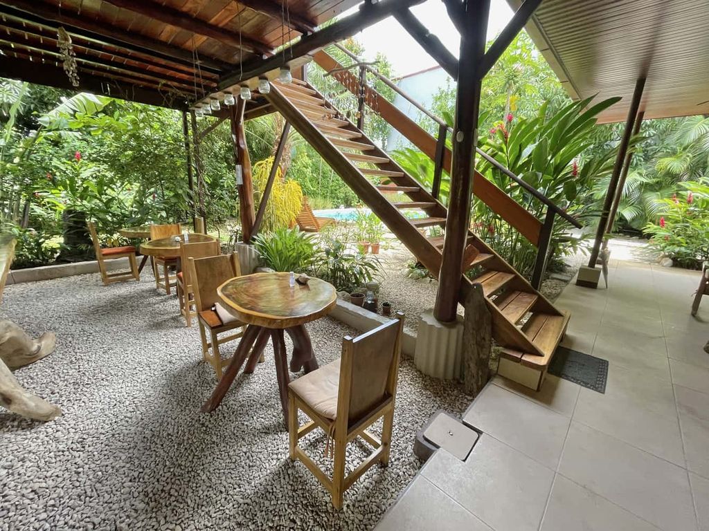 Breakfast area of Relax Lodge hotel and rental income property, for sale atSamara Beach, Guanacaste, Costa Rica