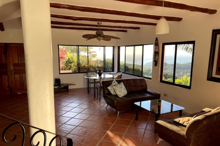 living area with ocean view at Villa Amanecer, house for sale at Carrillo Beach, Guanacaste, Costa Rica