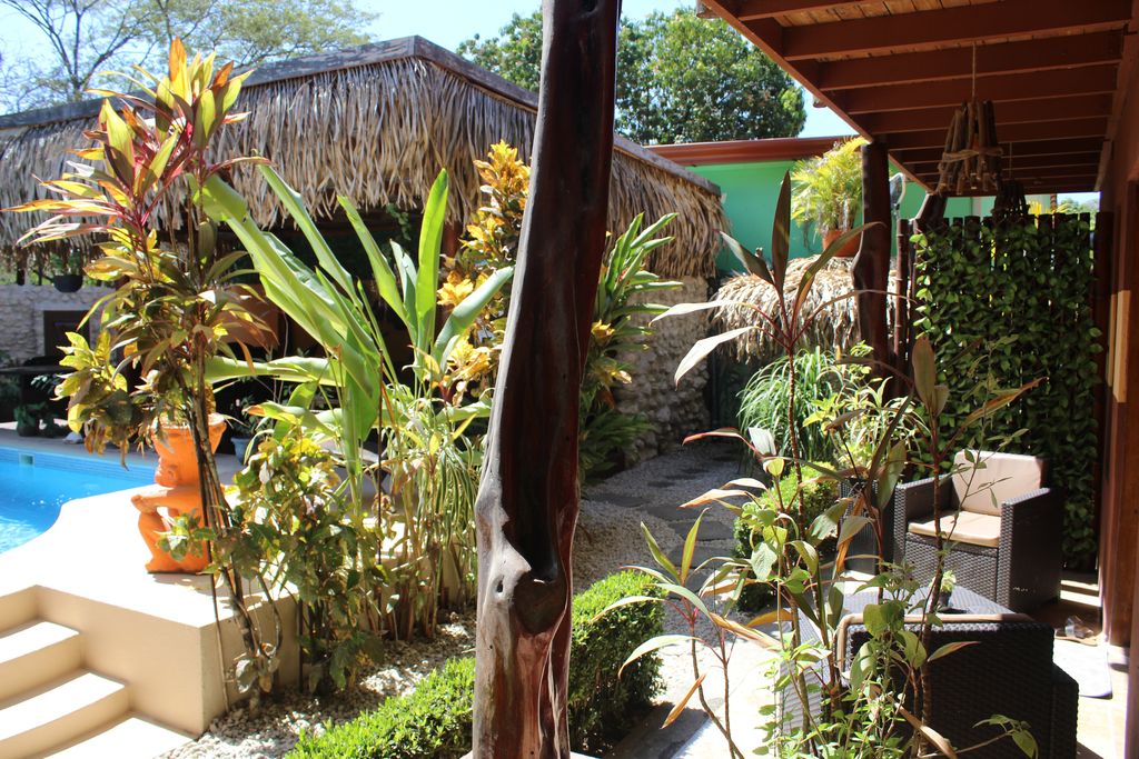 Private terrace at Hotel Las Palmas, business for sale at Samara Beach, Costa Rica