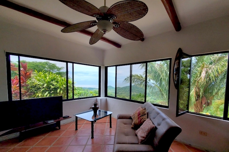 lounge area with ocean view at Villa Amanecer, house for sale at Carrillo Beach, Guanacaste, Costa Rica