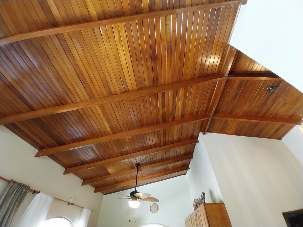 Wood ceiling for this room of Casa Bella Montaña, home for sale at Samara Beach, Guanacaste, Costa Rica