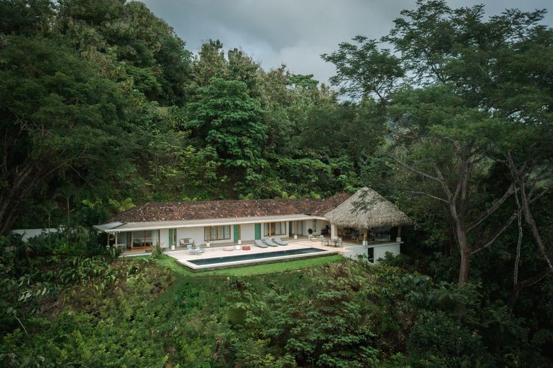 Amazing drone view of Casamigos, luxury home for sale Punta Islita Samara Costa Rica