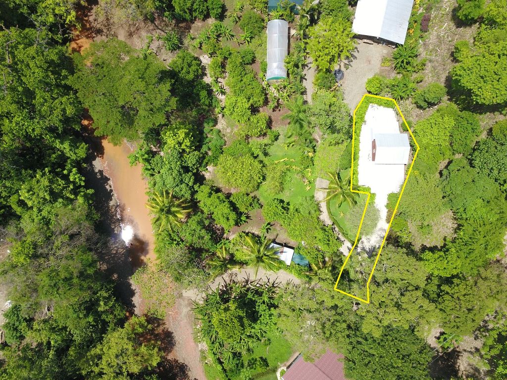 Boundaries on drone view of Casa Granada, home for sale at Samara Beach, Guanacaste, Costa Rica
