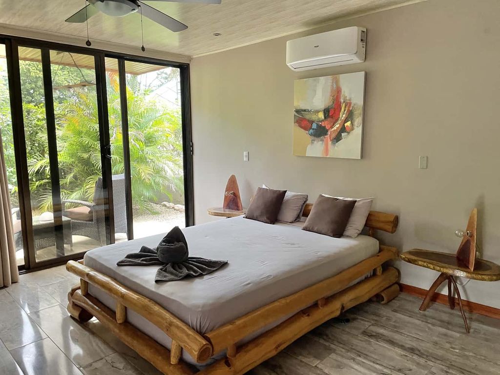 Bambou bed of Relax Lodge hotel and rental income property, for sale atSamara Beach, Guanacaste, Costa Rica
