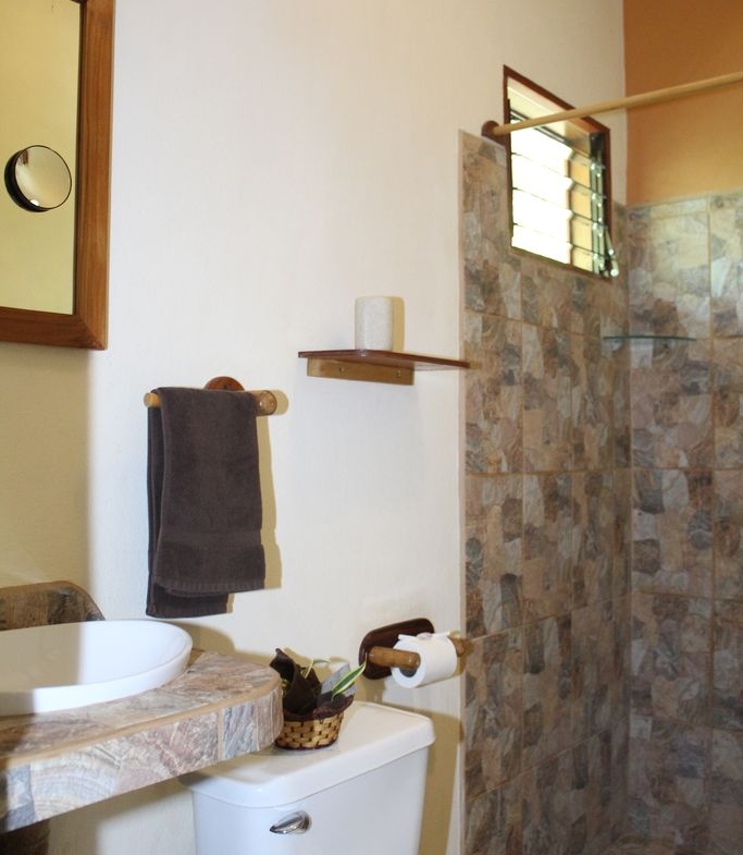 Nice sink and shower at Hotel Las Palmas, business for sale at Samara Beach, Costa Rica