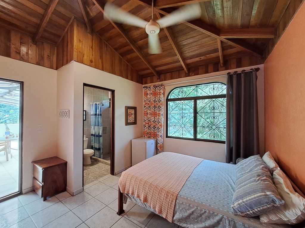 Bedroom with fan of Casa Las Maracas, home for sale at Esterones close to Samara Beach, Guanacaste, Costa Rica