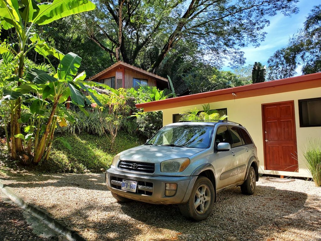 Bungalow's parking at Wild Life Lodge, rental income property, Hotels and businesses for Sale at Samara Beach, Costa Rica