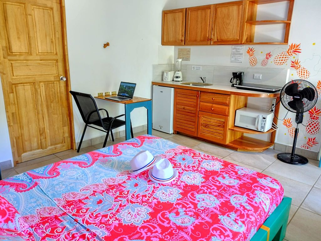 studio with kitchen and bed at Casa ceiba hotel and rental income property for sale at Samara Beach Guanacaste Costa Rica