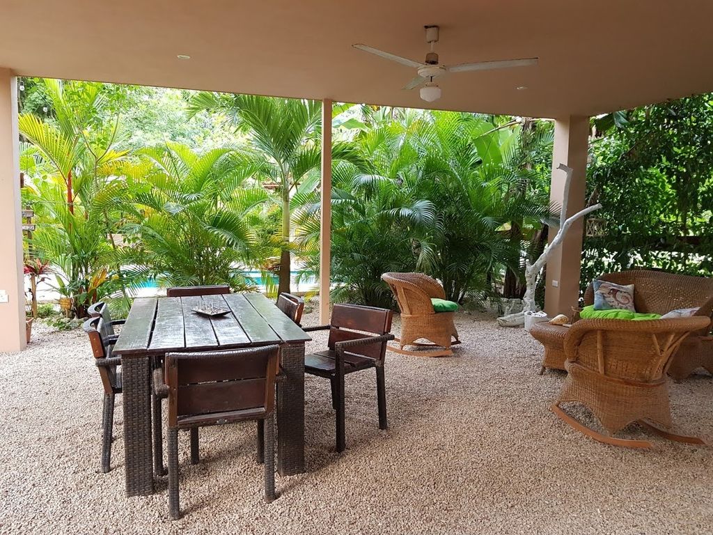 Main terrace for breakfast at Casa La Isla, rental income property for sale at Samara Beach, Costa Rica