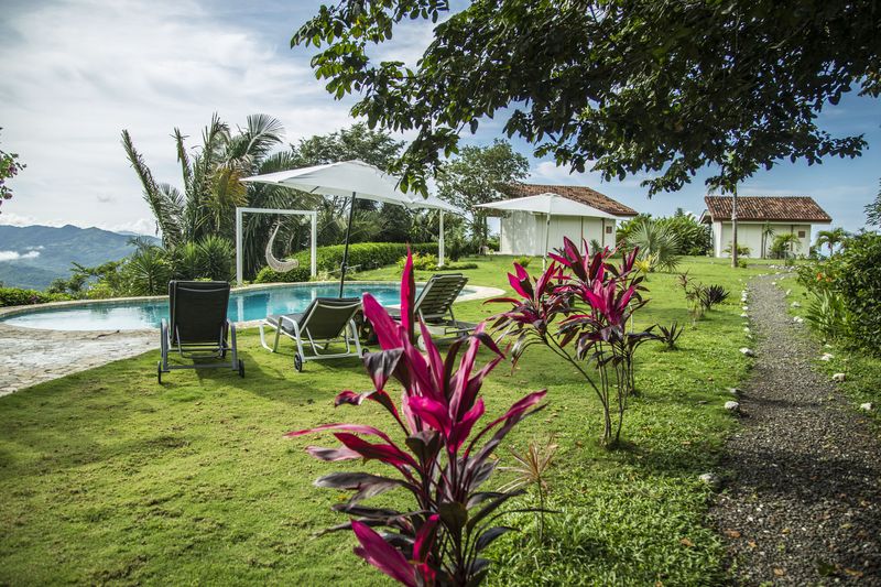lush garden at the Peaceful Retreat Hotel for sale at Carillo Beach Costa Rica