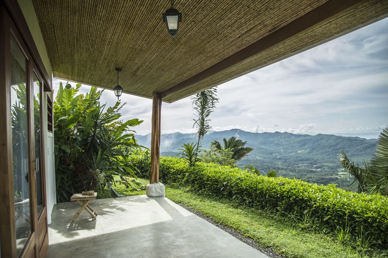 Mountain view from bungalow terrace at the Peaceful Retreat Hotel for sale at Carillo Beach Costa Rica
