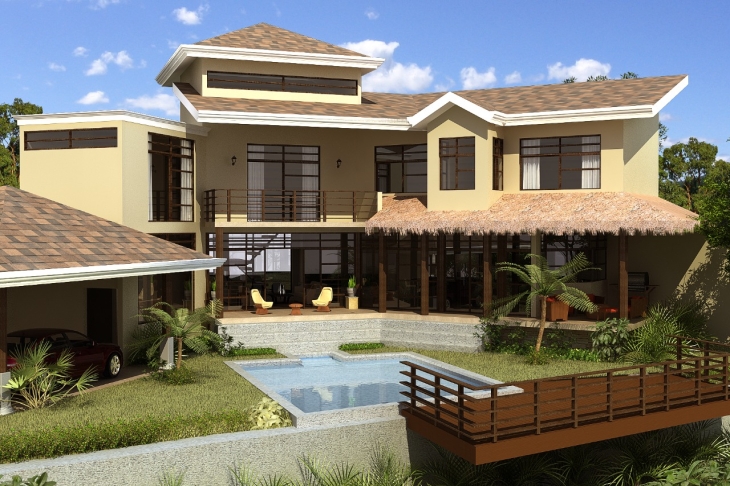 Rendering of a house you could build on Lot Hernan, land for sale in Carillo Beach, Guanacaste, Costa Rica