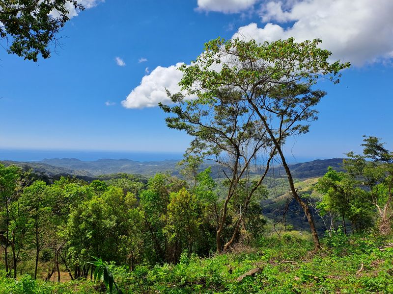 Ocean and mountain view with beautiful weather at Lotes Mirador, land for sale at Naranjal, Samara, Guanacaste, Costa rica