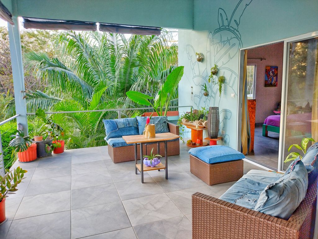 Owner terrace at Casa ceiba, hotel and rental income property for sale at Samara Beach, Guanacaste, Costa Rica