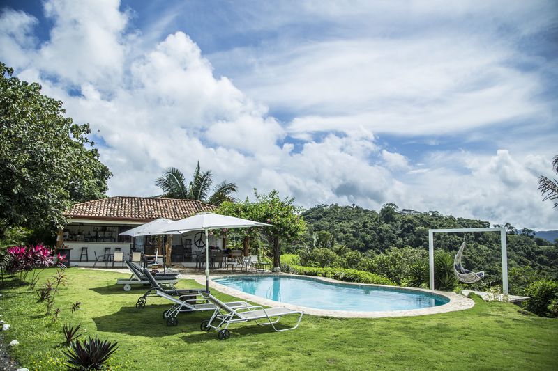 Pool area at the Peaceful Retreat Hotel for sale at Carillo Beach Costa Rica