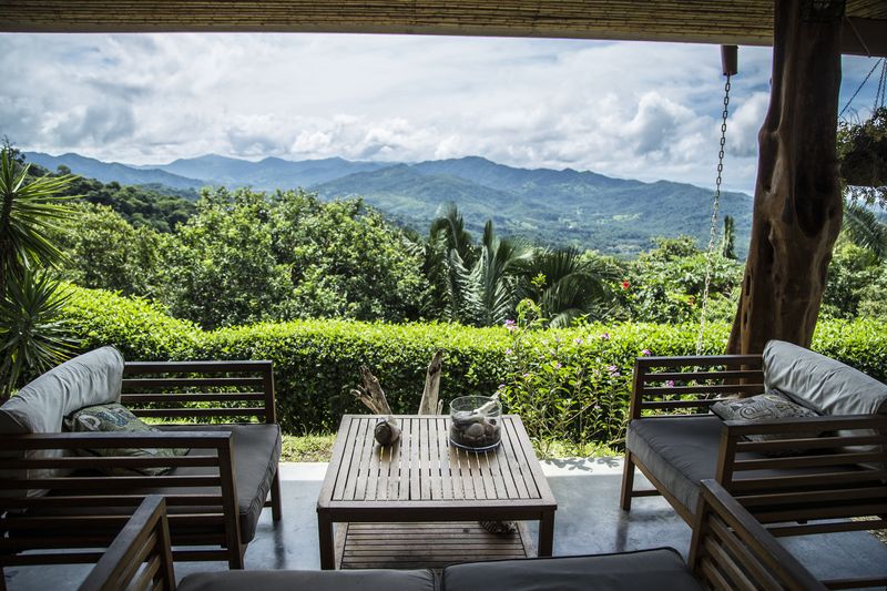 Incredible mountain view at the Peaceful Retreat Hotel for sale at Carillo Beach Costa Rica