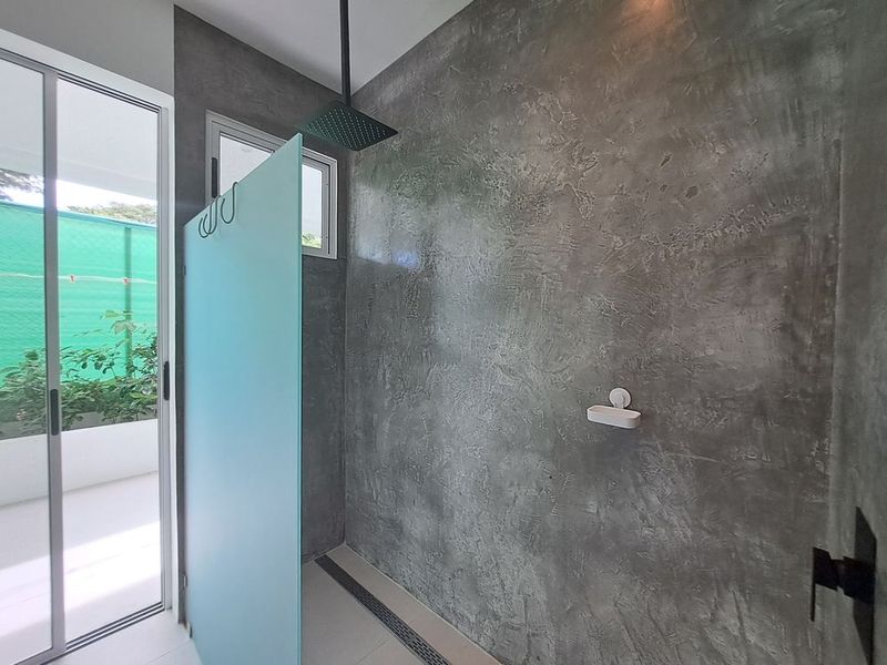 Modern grey shower at Casa Mar y sol home for sale samara guanacaste costa rica