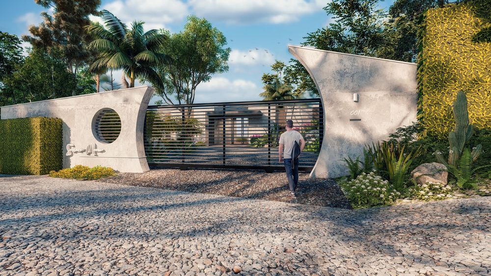 Unique stylish metal gate of Samara Moon luxury home for sale Samara Costa Rica