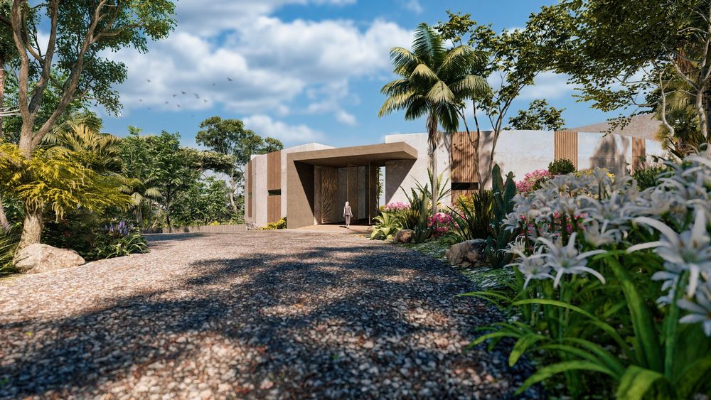 Beautiful driveway of Samara Moon luxury home for sale Samara Costa Rica