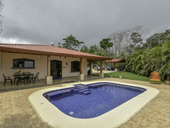 nice pool in front of Casa Las Nubes home for sale samara beach costa rica