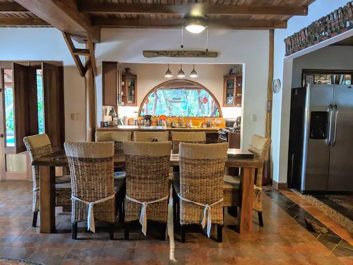 Beautiful dining table and chairs at Casa KUPU KUPU hotel for sale samara Guanacaste Costa Rica