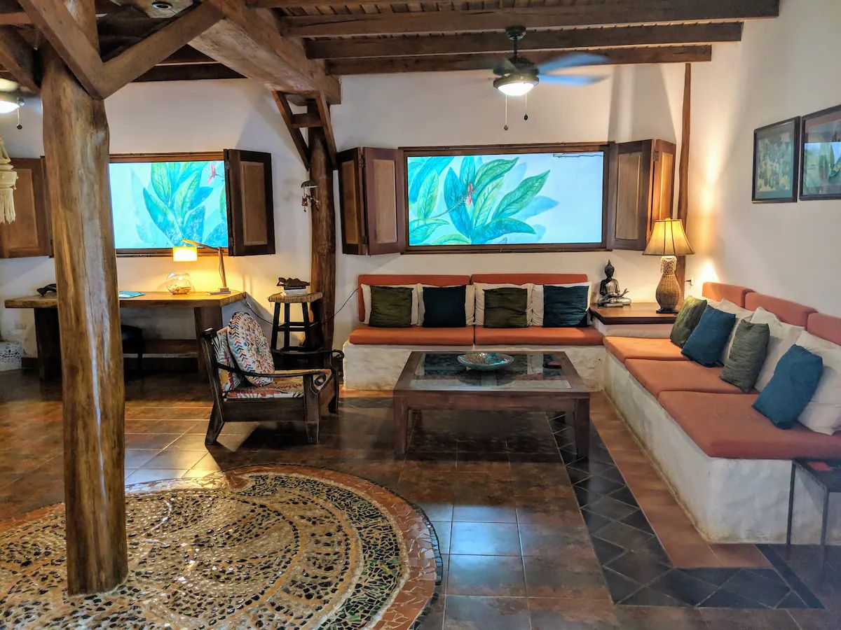 Large balinean style lounge area at Casa KUPU KUPU hotel for sale samara Guanacaste Costa Rica