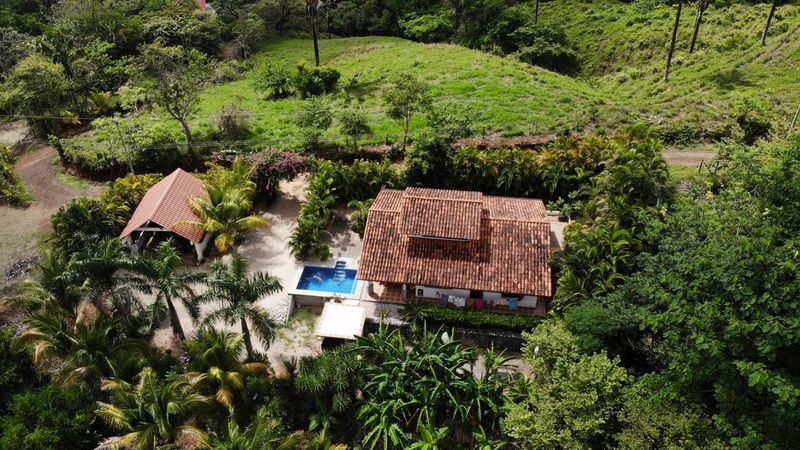 Drone view of the magical Casa Vista Las Palmas home for sale samara maquenco costa rica