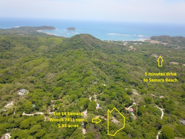 Drone view Lot 14 land for sale samara costa rica