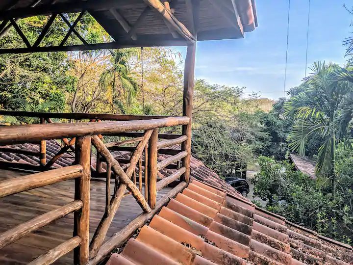 wooden covered balcony at Casa KUPU KUPU home for sale samara Guanacaste Costa Rica