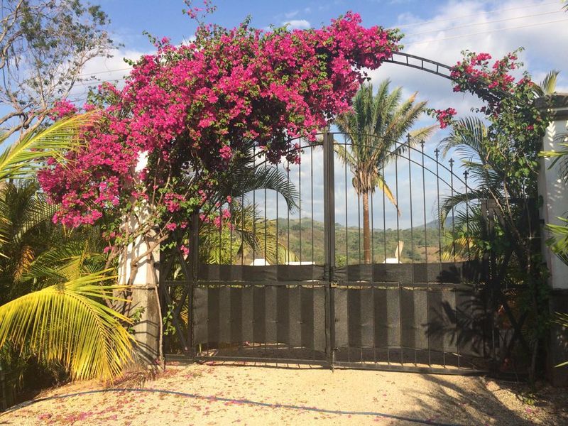 Beautiful metal gate of Casa Vista Las Palmas home for sale samara maquenco costa rica